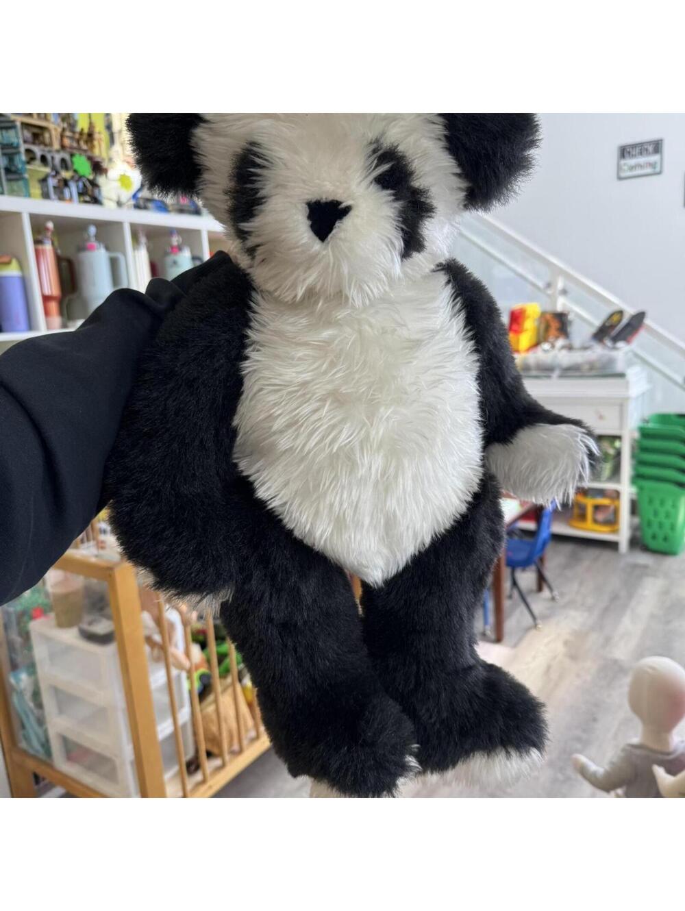 Black and white jointed panda stuffed animal plush